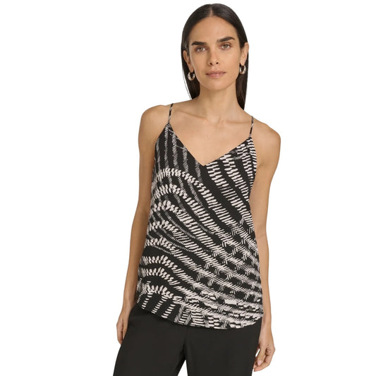 Calvin Klein Women's Printed V-Neck Camisole in Black Cream