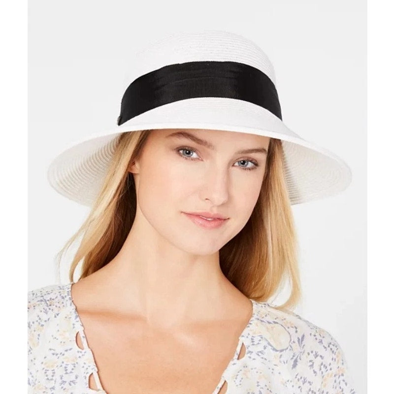 SCALA Dorfman Pacific Grosgrain Women's Cloche Hat -White