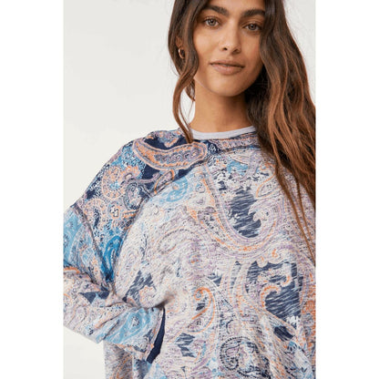 Free People Women's "Making Circles" Tunic, Moroccan Blue Combo