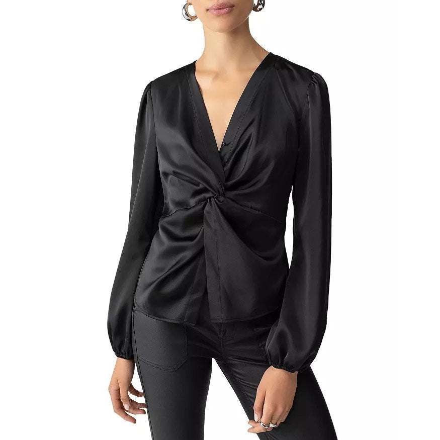 Sanctuary Ladies You're Mine Twist Front Blouse In Black