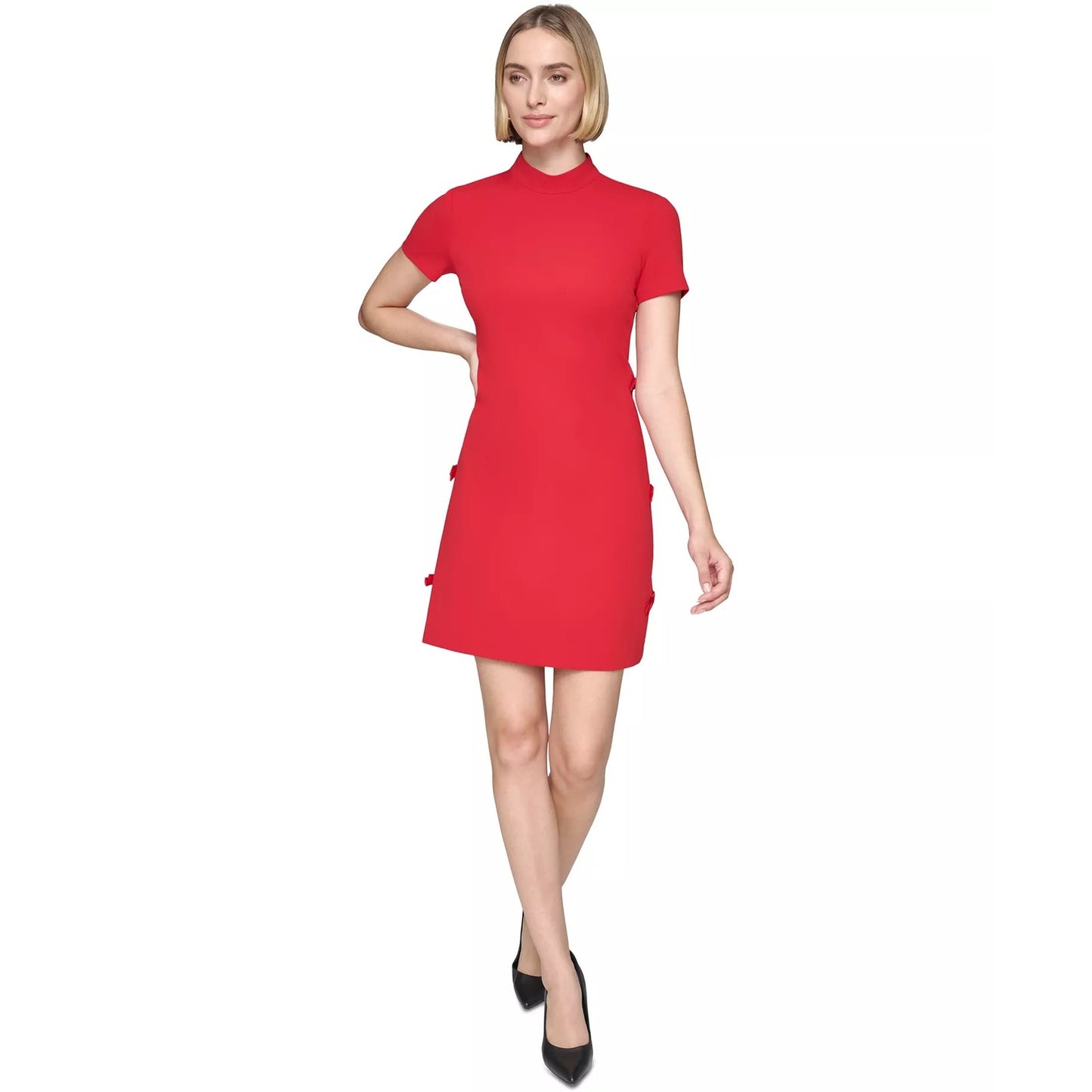 KARL LAGERFELD PARIS Women's Bow-Trim Sheath Dress in Red