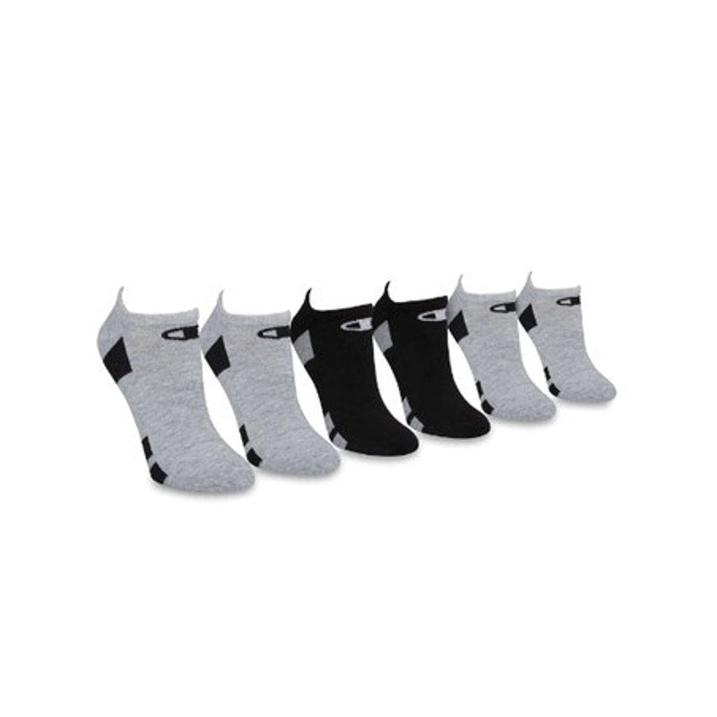 Champion Gray & Black Ankle Socks, 6 Pack, One Size Fits Most