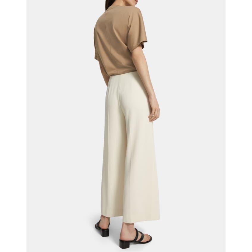 Theory Ladies Pleated Wide-Leg Pant in Striped Admiral Crepe