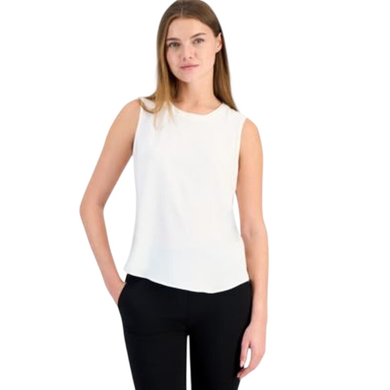 Anne Klein Women's Sleeveless Scoop-Neck Top in White Dove