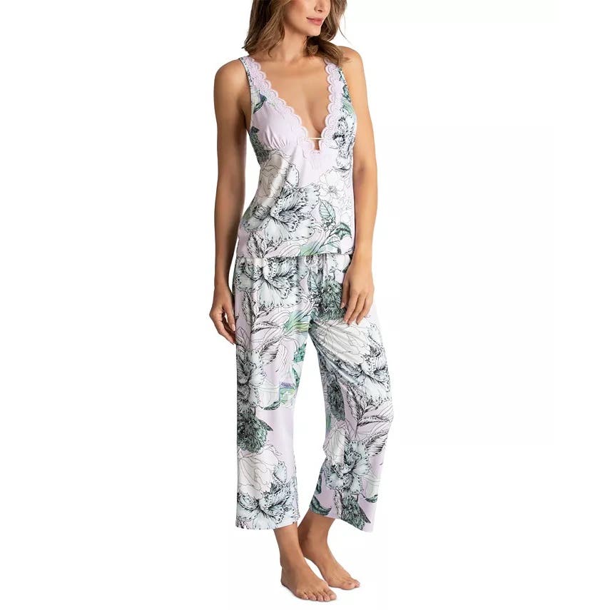 LINEA DONATELLA Palm Garden Cami & Cropped Pants Pajama Set