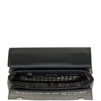 KARL LAGERFELD PARIS Tropez Small Leather Satchel in Black