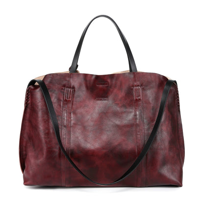 OLD TREND Women's Genuine Leather "Forest Island" Carryall Bag in Rusty Red