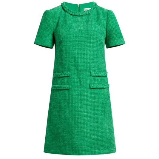 Eliza J Women's Braided Trim Boucle Shirt Dress in Green