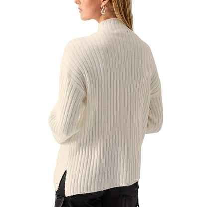 Calvin Klein Jeans Assymetric Rib Sweater In Milk