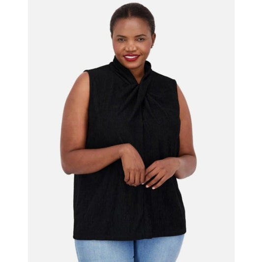 Anne Klein Women's Twist-Neck Sleeveless Top in Anne Black