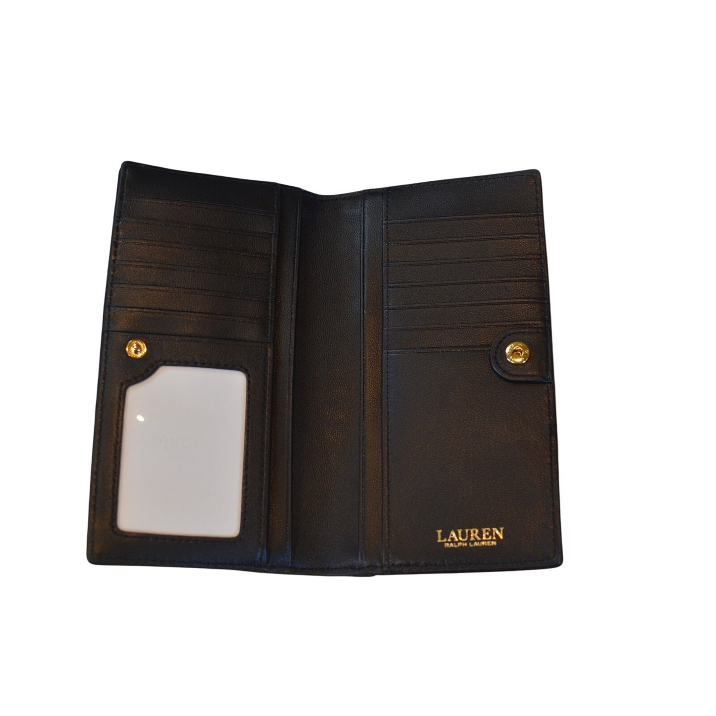 Ralph Lauren Women's Quilted Leather Foldover Wallet in Black