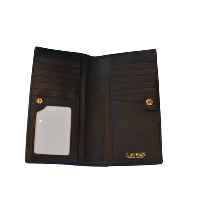 Ralph Lauren Women's Quilted Leather Foldover Wallet in Black