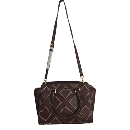 MICHAEL KORS, Diamond Grommet Selma Satchel, Plum/Gold, Leather