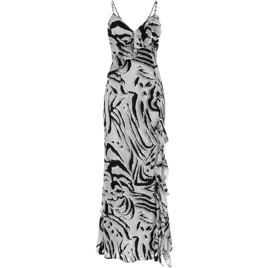 GUESS Women's "Lydie" Velvet Mesh Zebra Print Midi Dress in Black Gray