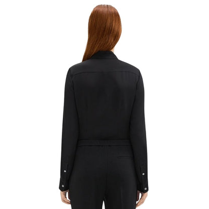 Theory Straight Shirt in Pure Silk Oil Black