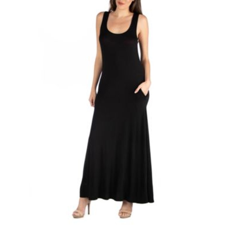 24seven Comfort Apparel Women's Sleeveless Maxi Dress in Black