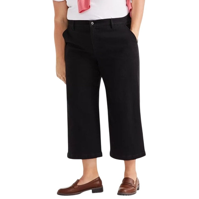 Style & Co. Plus Size High Rise Wide-Leg Crop Jeans in Deep Black