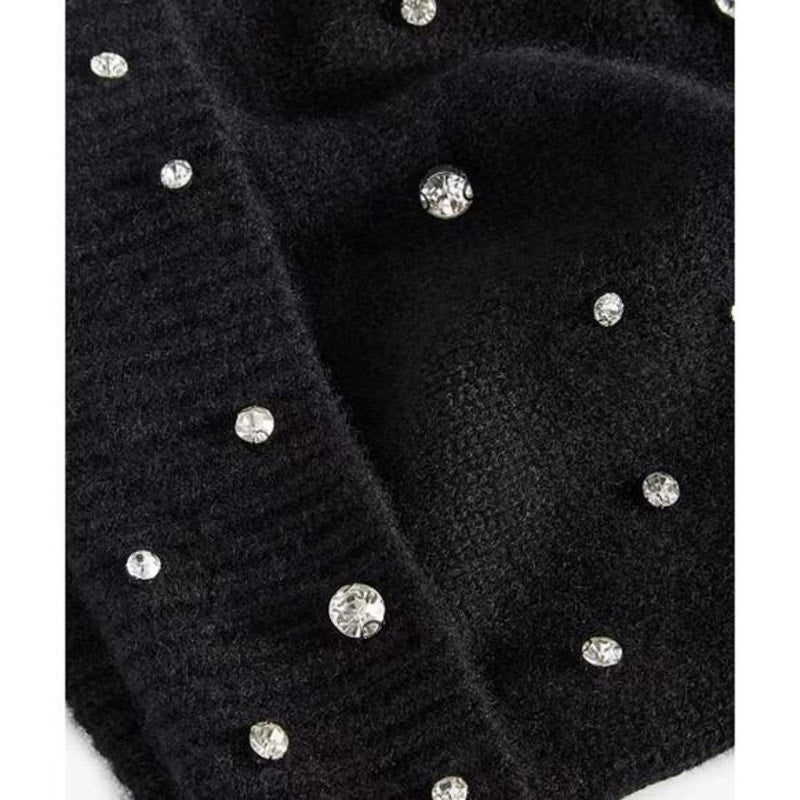 Charter Club 100% Cashmere Embellished Cuffed Beanie in Classic Black