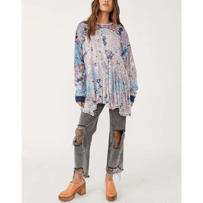 Free People Women's "Making Circles" Tunic, Moroccan Blue Combo