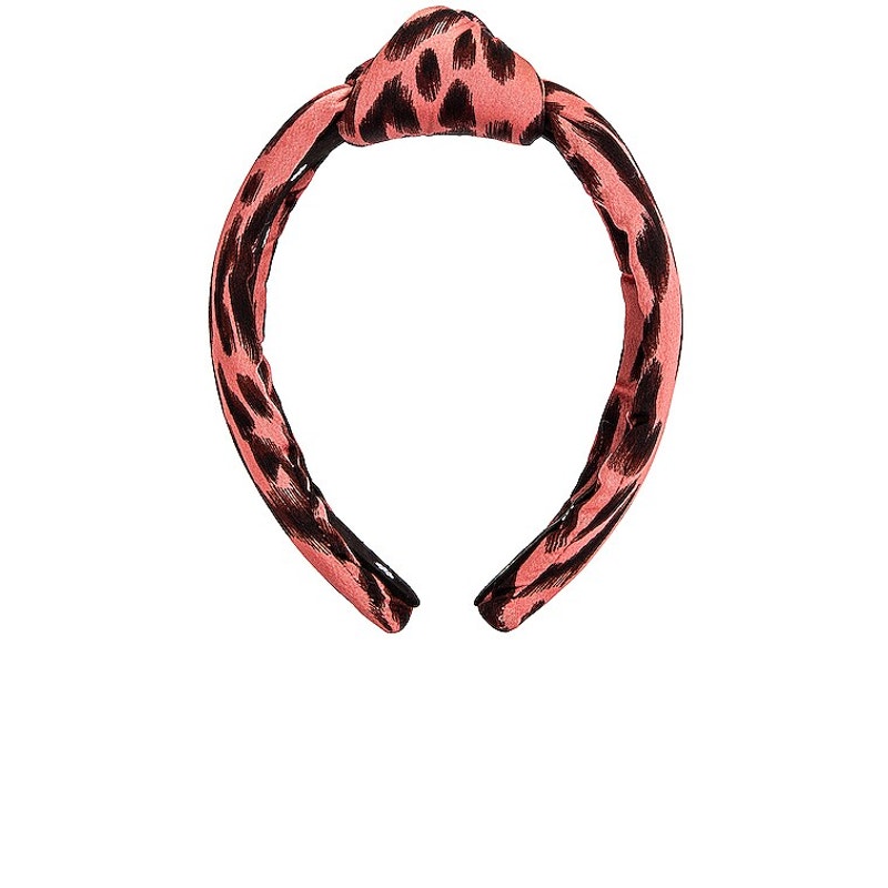 Lele Sadoughi Pink Leopard Print, Knotted Silk Headband