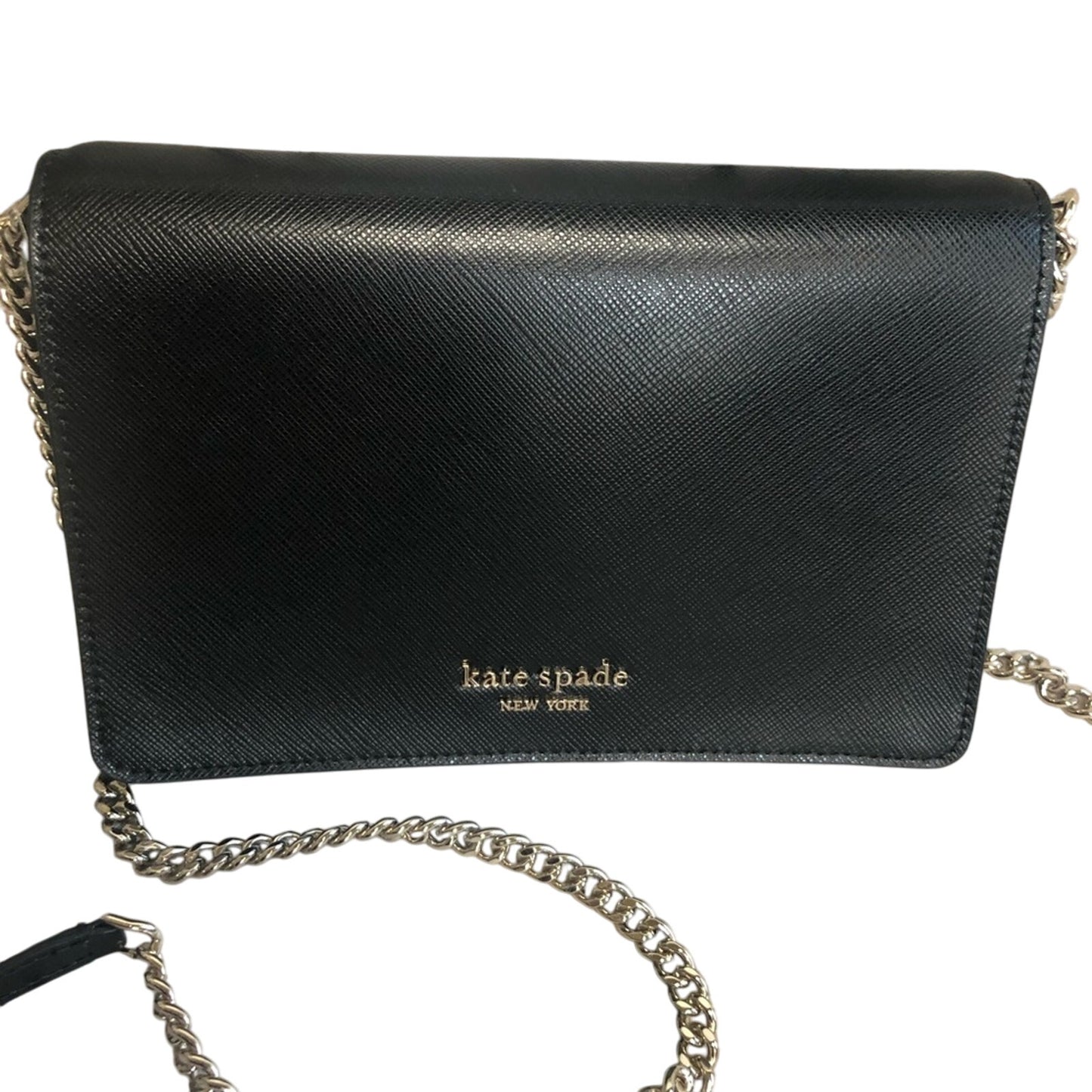 Kate Spade Black Leather “Spencer” Crossbody Wallet w/ Chain Strap