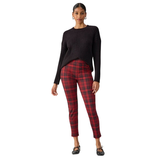 Sanctuary Women's Runway Semi High-Rise Legging in Scarlett Plaid Red