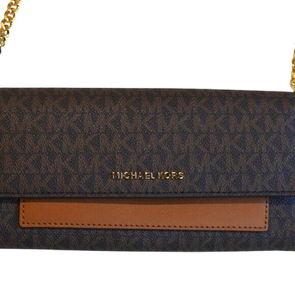 Michael Kors Women's Jet Set Wallet On A Chain in Signature Brown/Acorn, BEA