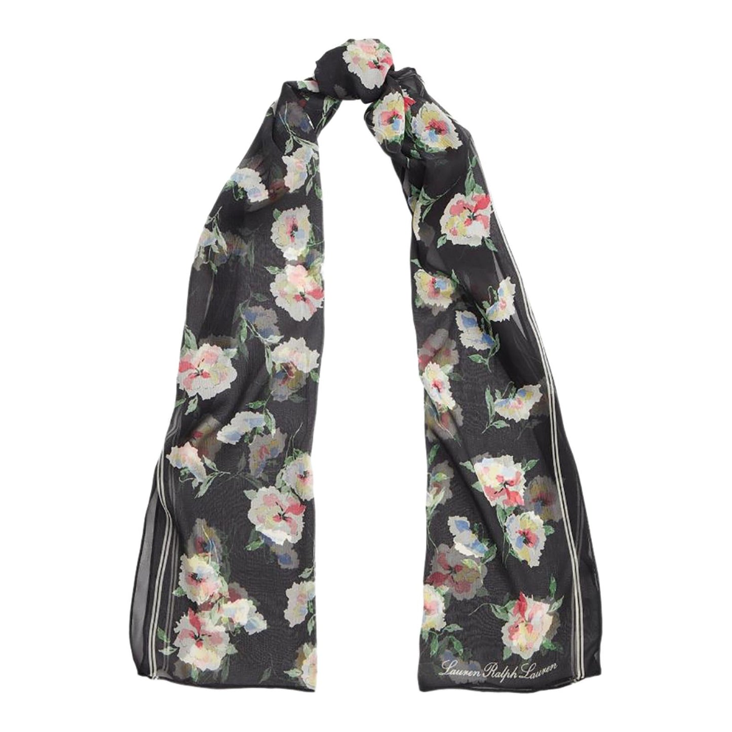 Lauren Ralph Lauren Emily Scarf in Black Floral Silk