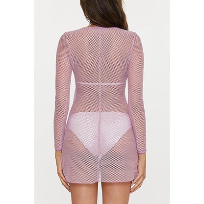 BECCA Women's Network Metallic Long Sleeve Coverup in Malva Purple