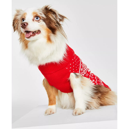 Charter Club Holiday Lane Festive Fair Isle Pet Sweater In Red White Combo
