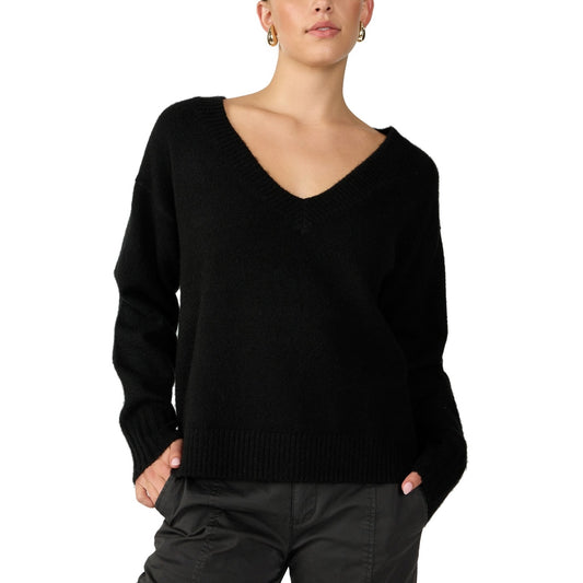 Sanctuary Women's Easy Breezy V-Neck Pullover Sweater In Black