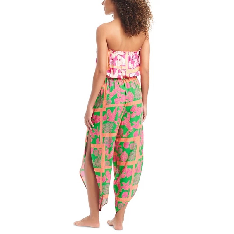 Bar III Women's Strapless Cover-Up Jumpsuit In Tropical Multicolor
