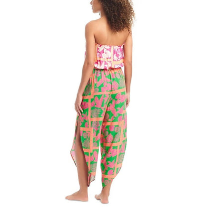 Bar III Women's Strapless Cover-Up Jumpsuit In Tropical Multicolor