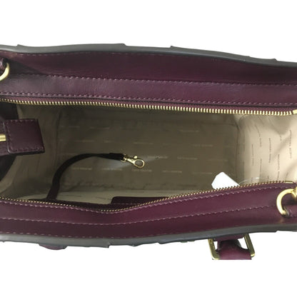 MICHAEL KORS, Diamond Grommet Selma Satchel, Plum/Gold, Leather