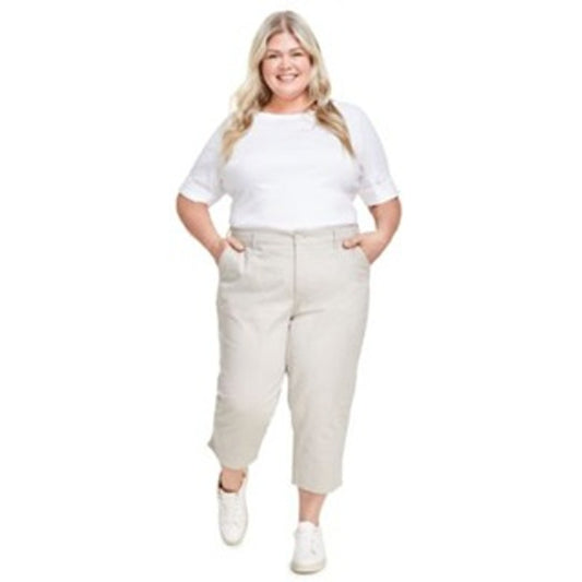 Style & Co. Women's Plus Size Mid-Rise Comfort Waist Capri Pants in Stonewall
