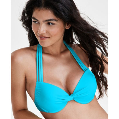 Salt + Cove Juniors' Strappy Underwire Push-Up Bikini Top In Blue