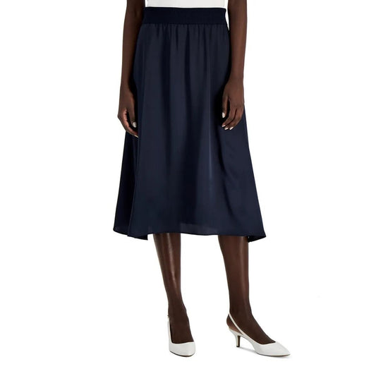 Alfani Women's Pull-On Unlined Ribbed-Waist Midi Skirt Modern Navy, Size Small