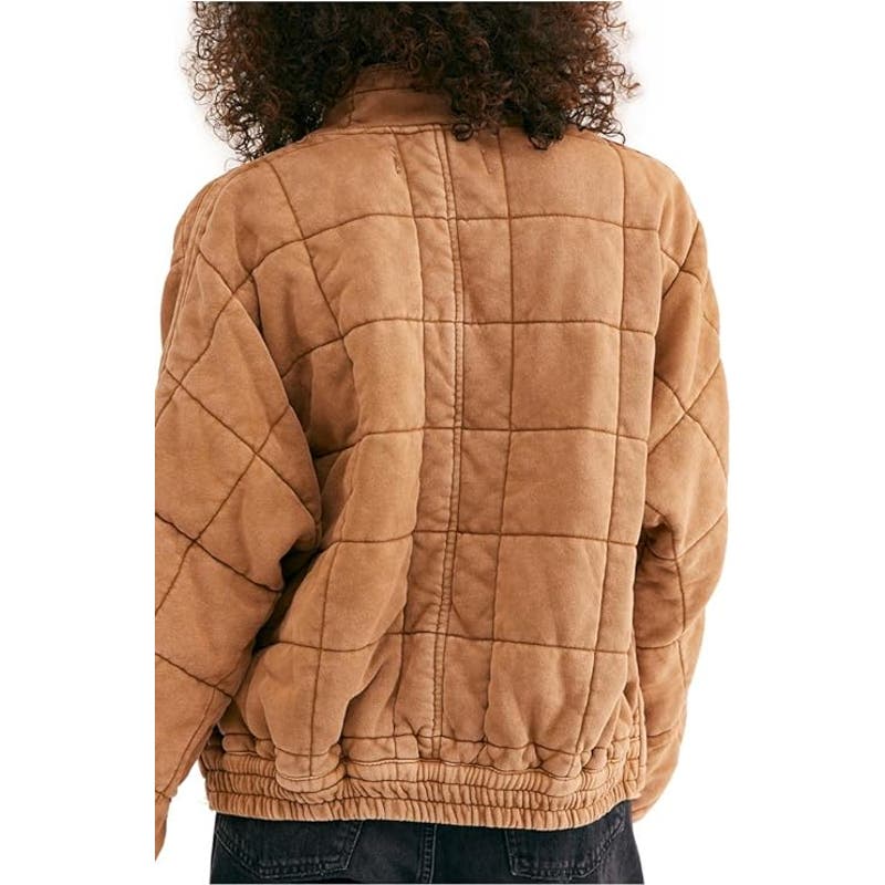 Free People Ladies Dolman Quilted Knit Jacket Toasted Coconut, Size Medium