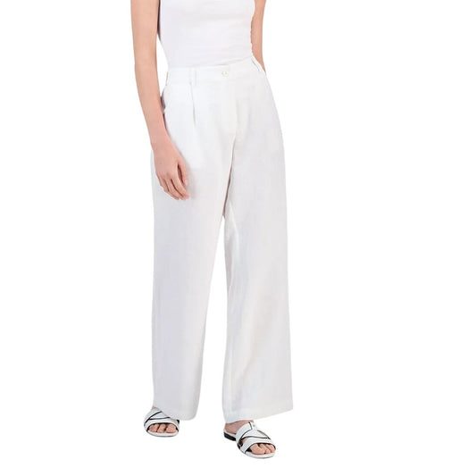 Charter Club Women's Wide-Leg 100% Linen Pants in White