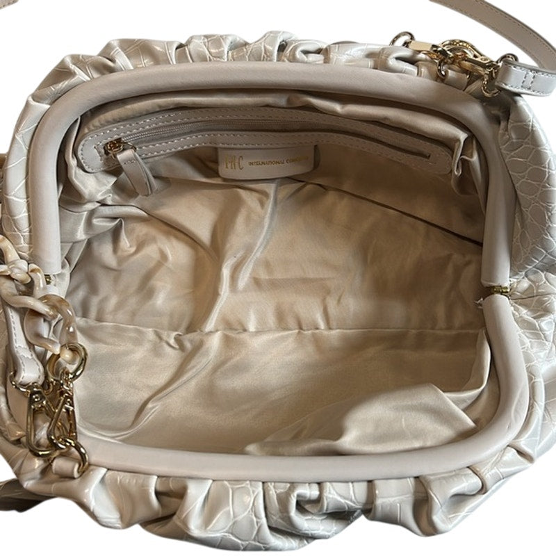 I.N.C. International Concepts KJ Croc Embossed Clutch in Bone