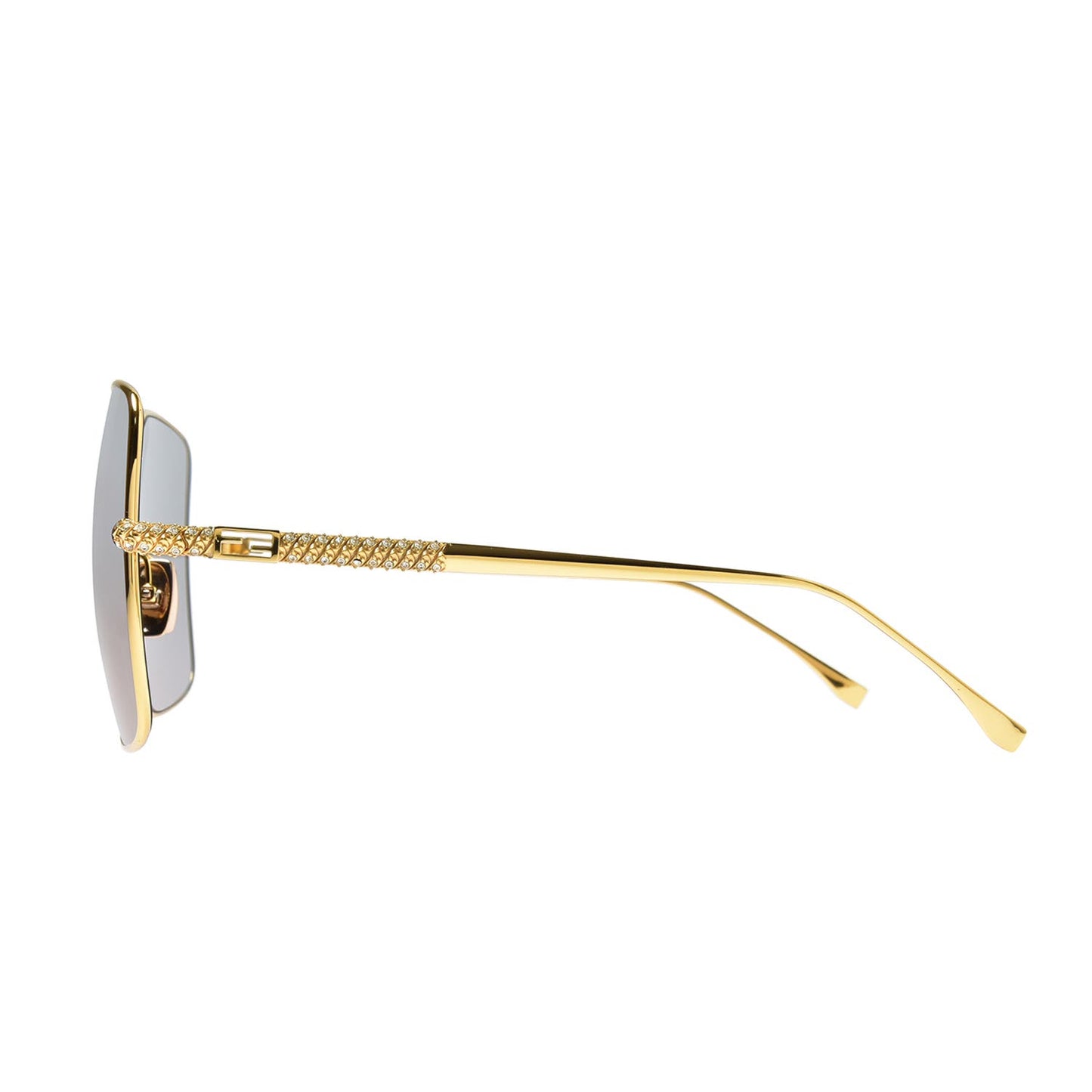 Fendi Gold “Oversized Square Aviator” Sunglasses, Light Lenses, FF0439/S