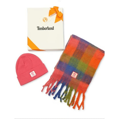 Timberland Logo Detail Multi-Check Scarf & Beanie Boxed Set
