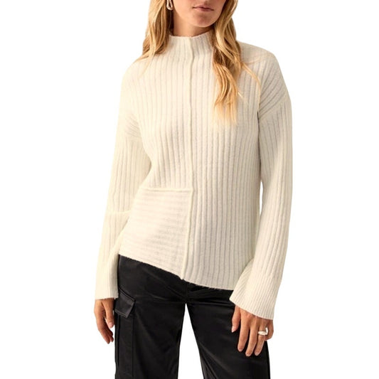 Calvin Klein Jeans Assymetric Rib Sweater In Milk