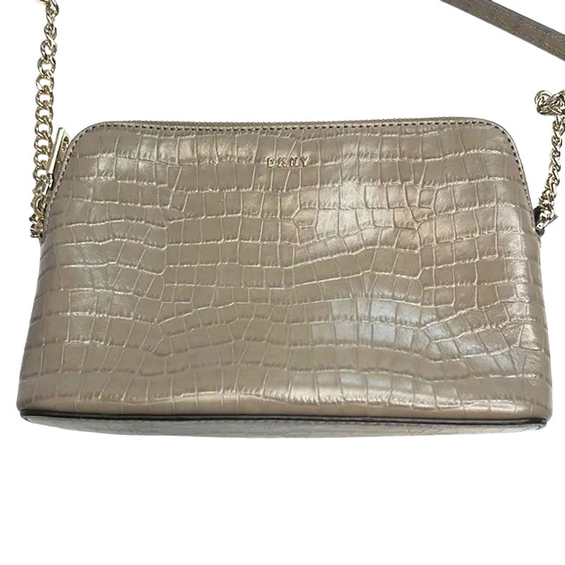 DKNY Tan Alligator Print Leather Crossbody Bag, Gold Hardware