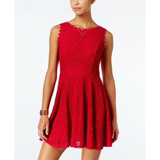 City Studios Juniors Sleeveless Red Day Lace Overlay Dress