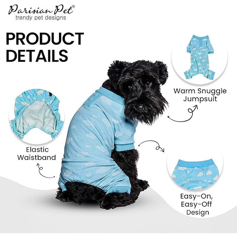 Parisian Pet Light Blue & White Cloud Print Dog Outfit