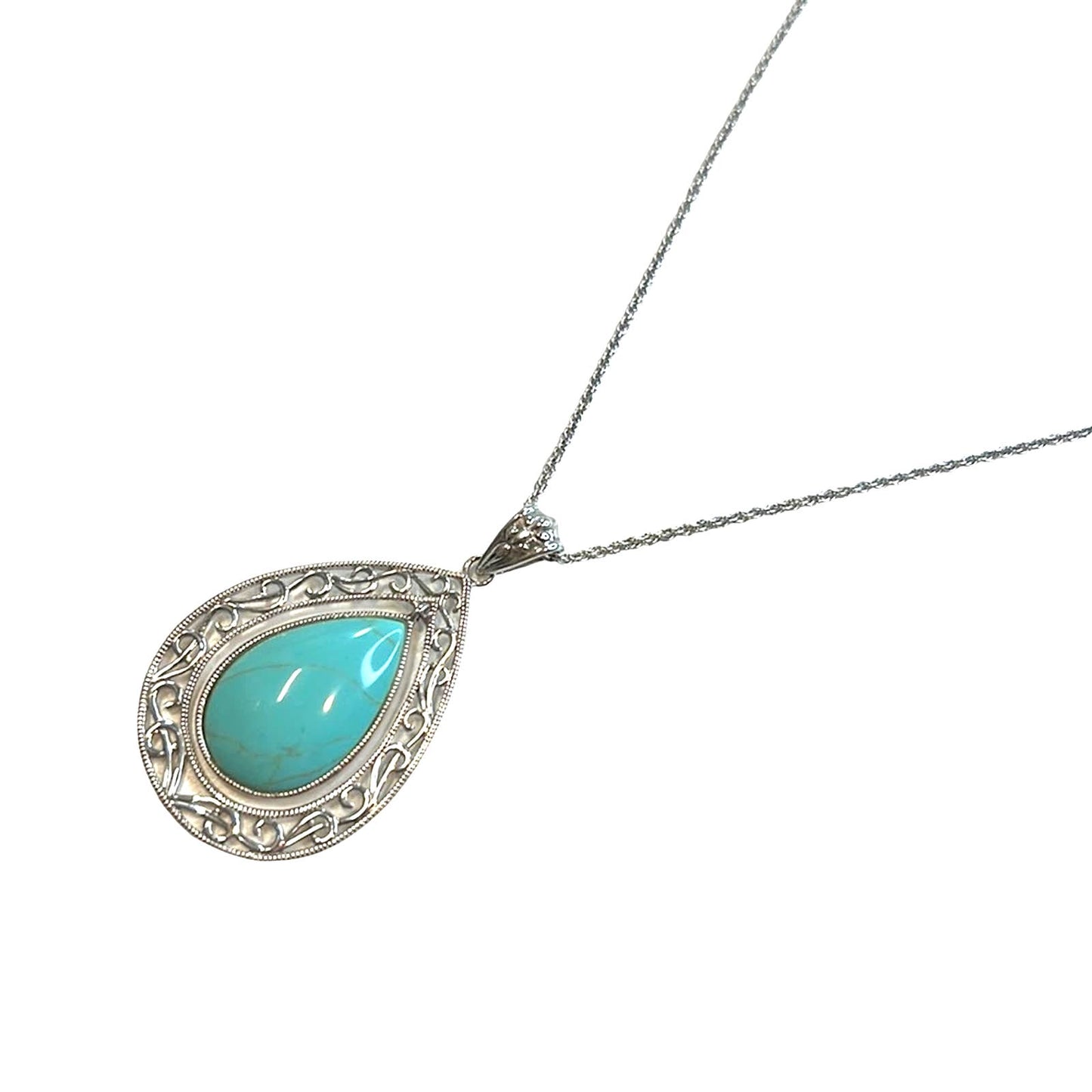 R. H. Macy Silver & Turquoise Teardrop Pendant Necklace, NWT!