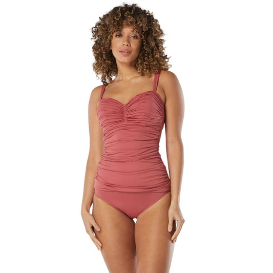 Coco Reef Women's Charisma Tie-Back Ruched Bra-Sized Pleated Tankini Top