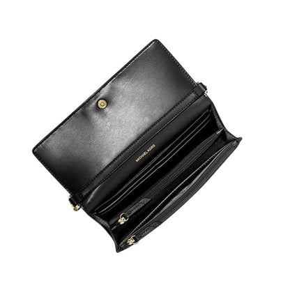 Michael Kors Jet Set Medium Saffiano Leather Convertible Wallet Chain Bag, Black
