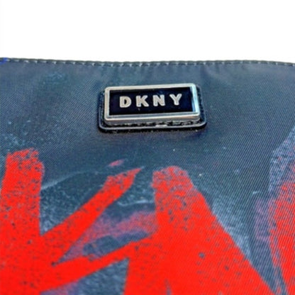 DKNY Black & Red Nylon Graffiti Print Wristlet Wallet, Silver Hardware